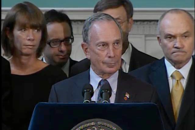 Mayor Bloomberg at today's press conference announcing the Zone A evacuation